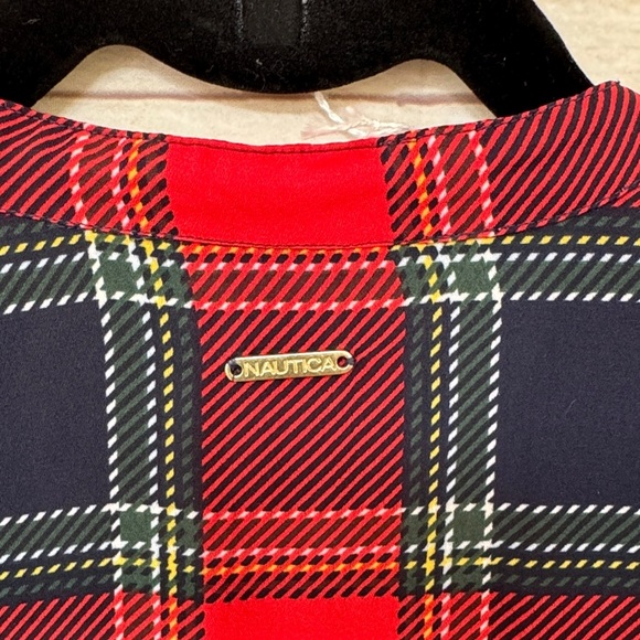 Nautica Red and Navy Plaid Blouse NWOT size small - Picture 4 of 5